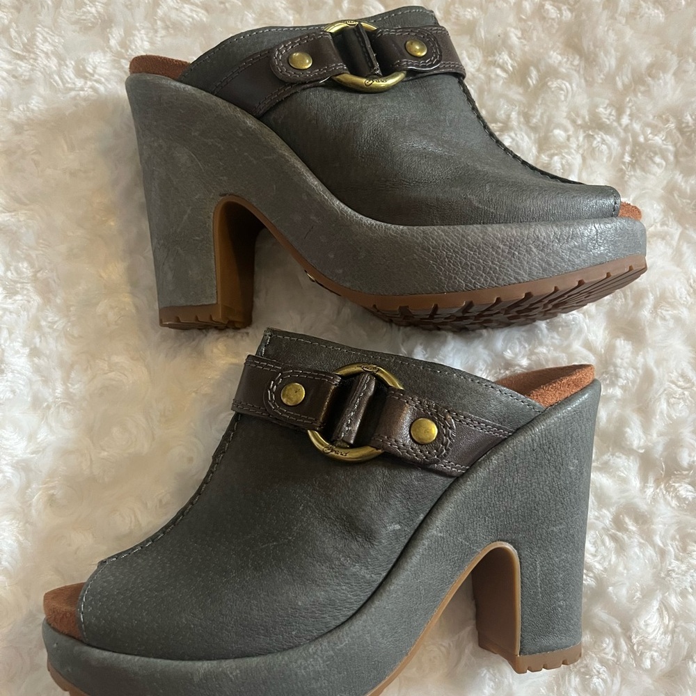 Lucky Brand Veronica Platform Mules with Buckle Detail Size 8